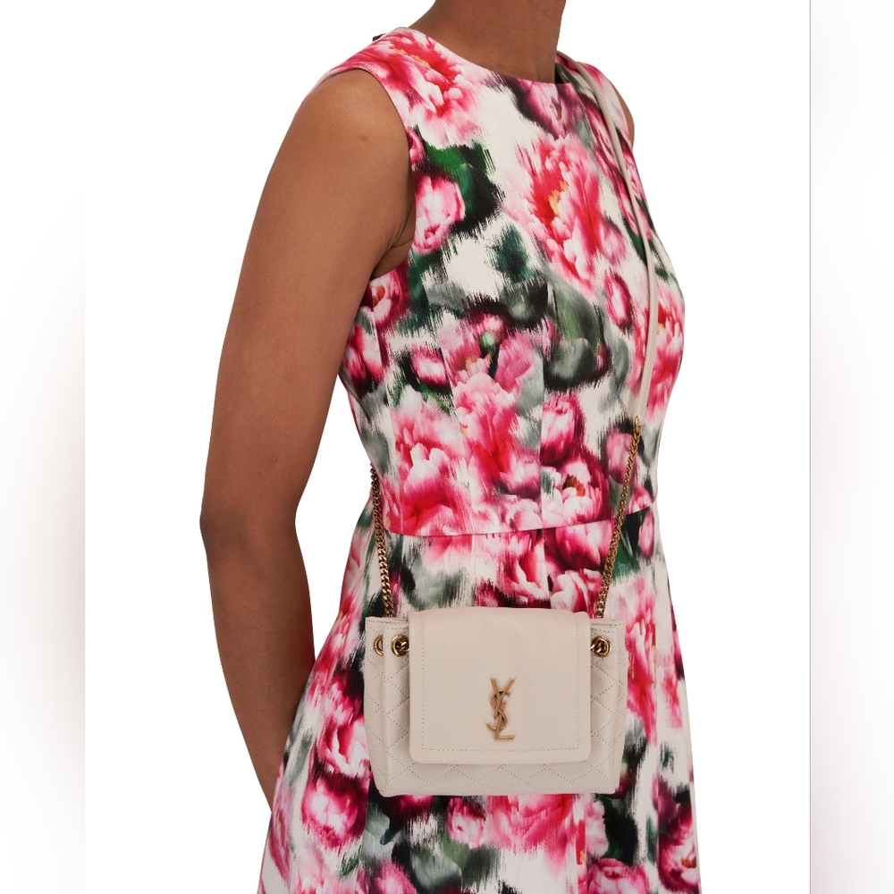 Like NEW! YSL SAINT LAURENT Nolita Mini Blanc Vintage Lambskin Shoulder Bag GABY - Picture 10 of 16